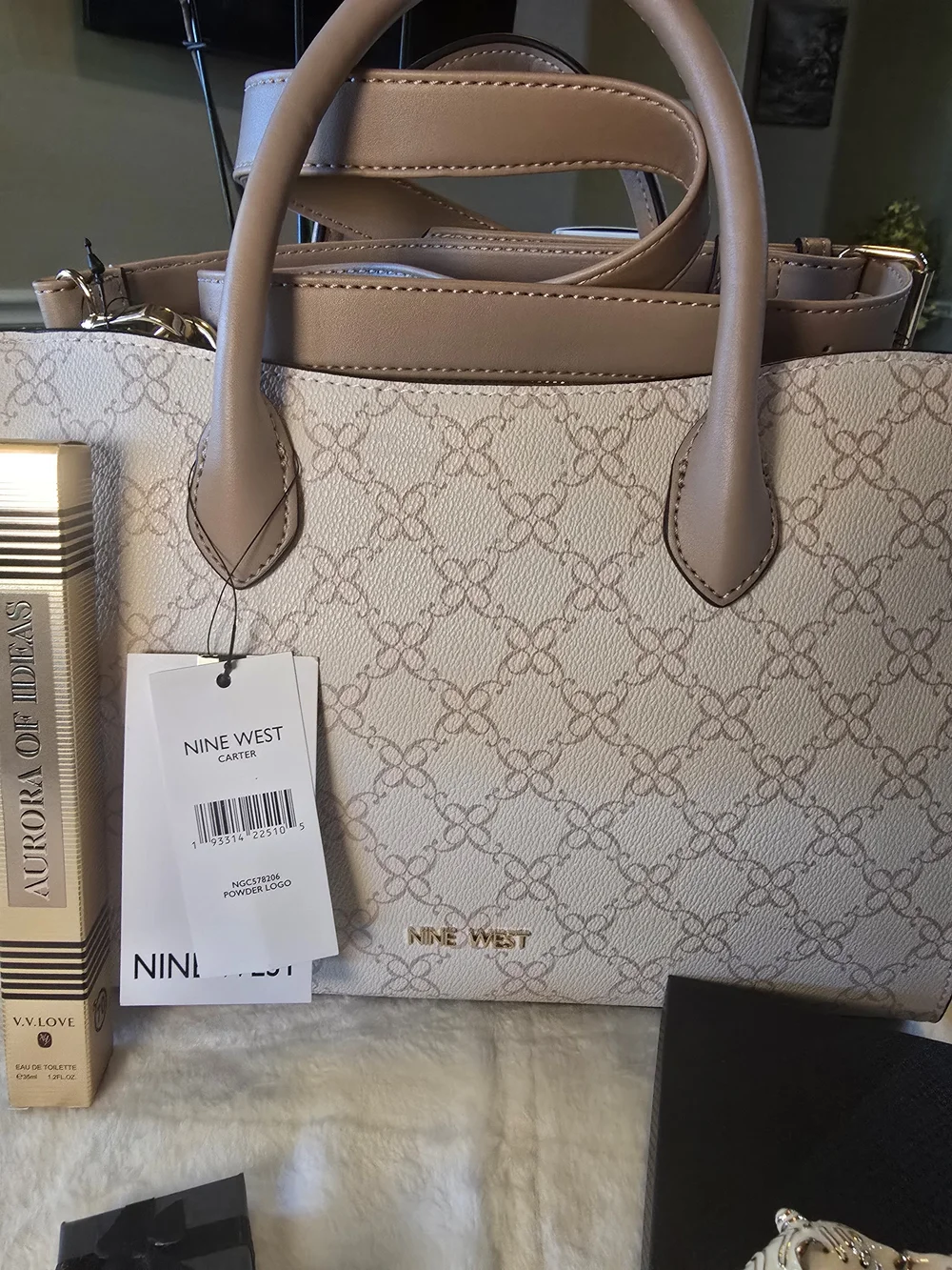 Nine West Allyce Satchel (model NYC532906) + Jewelry & Fragrance Bundle